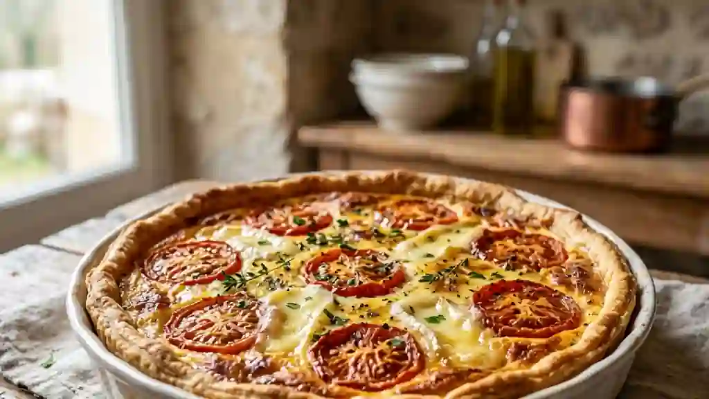 Tarte rustique Saint-Nectaire et tomates juteuses - Photo de présentation