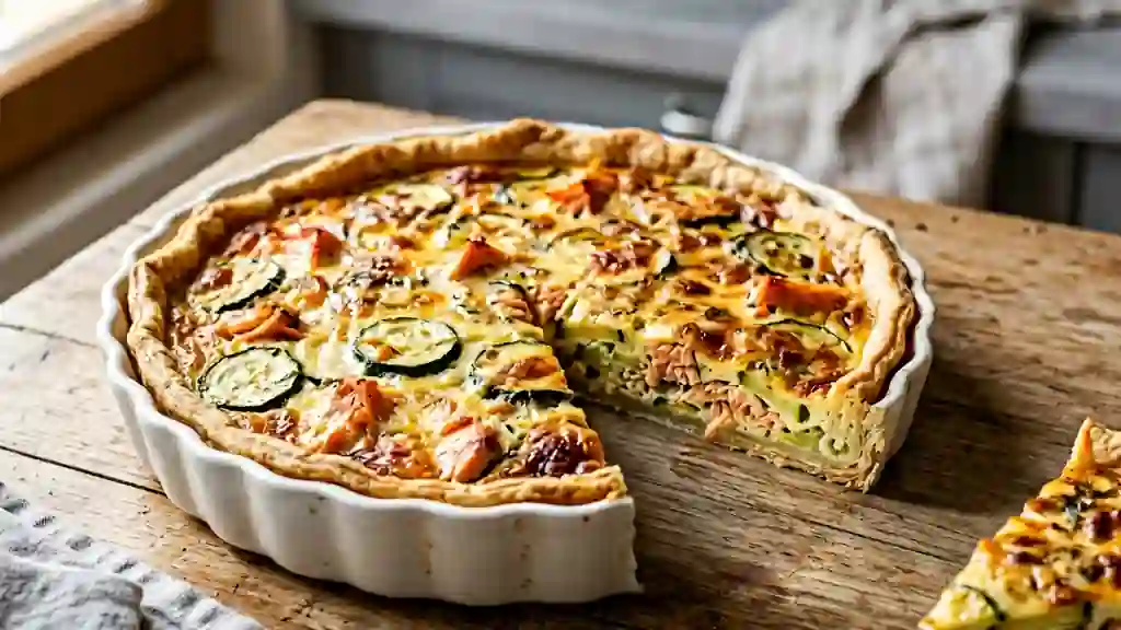 Quiche fondante saumon fumé et courgettes - Photo de présentation
