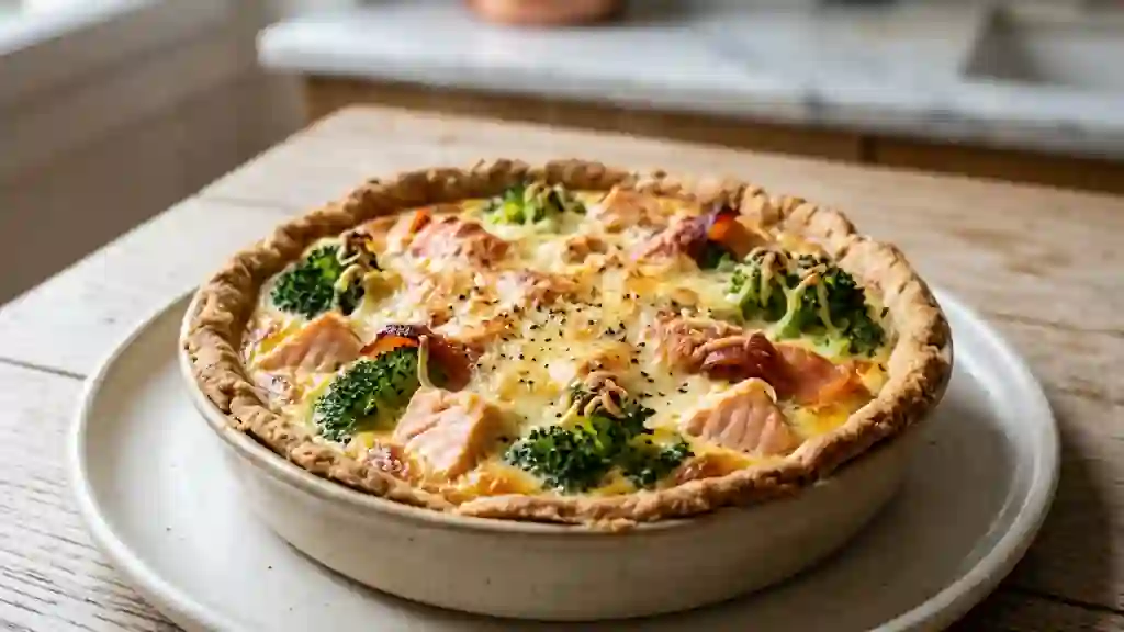 Quiche fondante aux deux saumons et brocoli - Photo de présentation