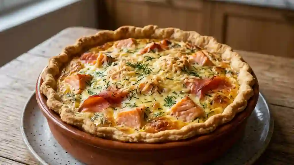 Quiche fondante aux deux saumons et aneth - Photo de présentation
