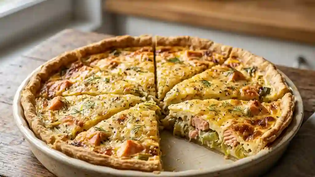 Quiche fondante poireaux et saumon frais - Photo de présentation