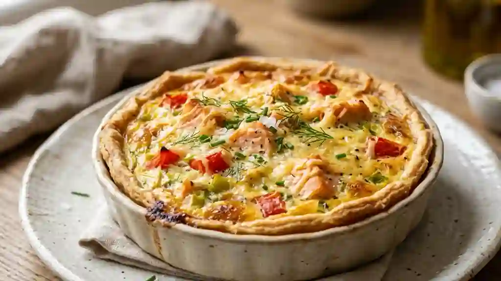 Quiche Fondante Saumon, Poireaux et Tomates - Photo de présentation