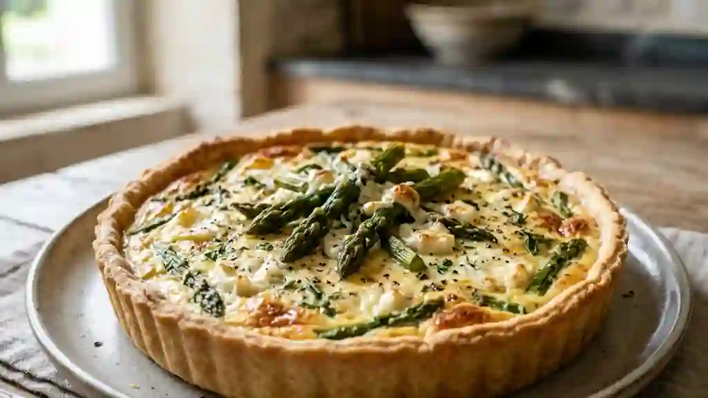 Quiche fondante aux asperges et chèvre frais - Photo de présentation