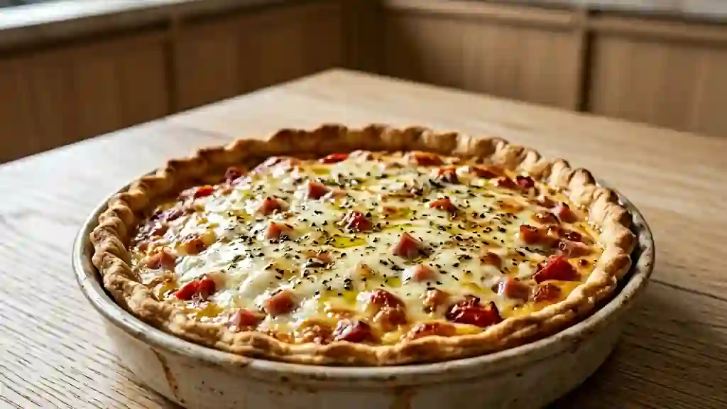Quiche-Pizza fondante jambon mozzarella - Photo de présentation