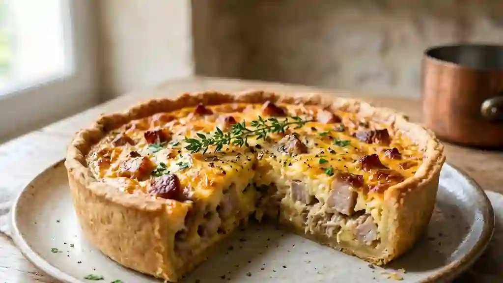 Quiche rustique aux rillons et rillettes - Photo de présentation
