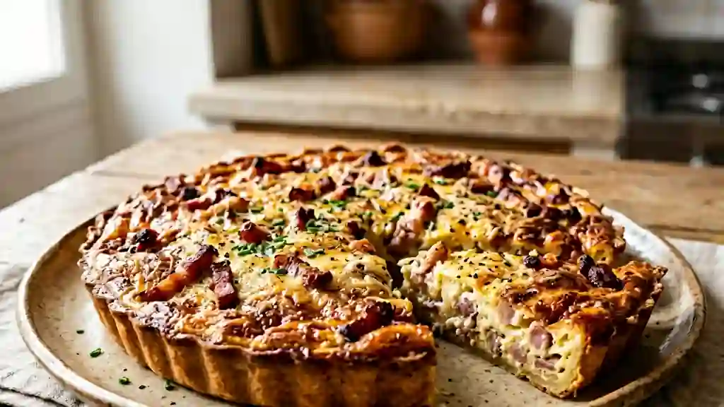 Quiche fondante au lard fumé sans pâte - Photo de présentation
