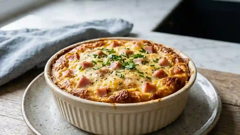 Quiche sans pâte fondante au jambon - Photo de présentation