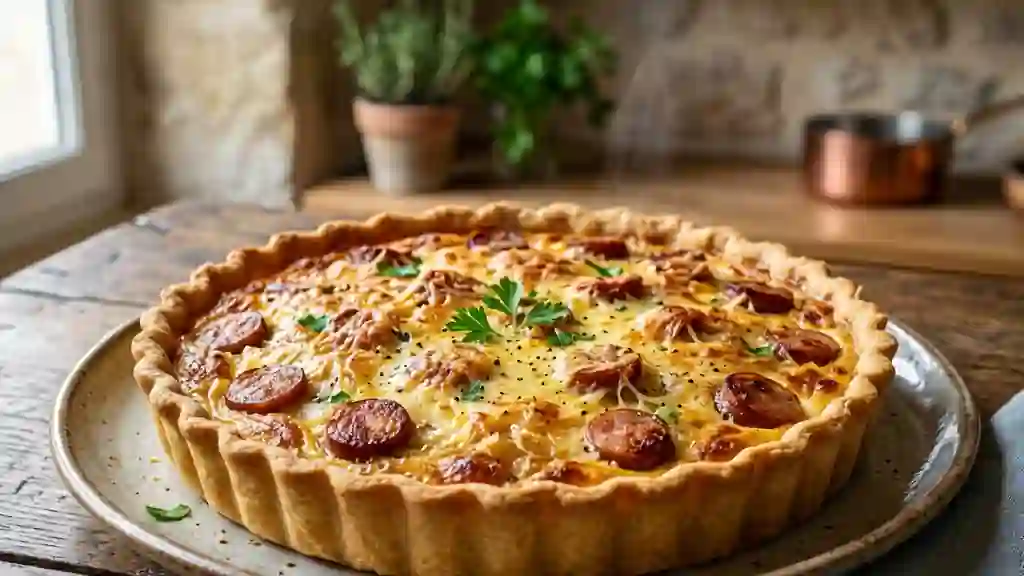 Quiche choucroute et saucisse fondante - Photo de présentation