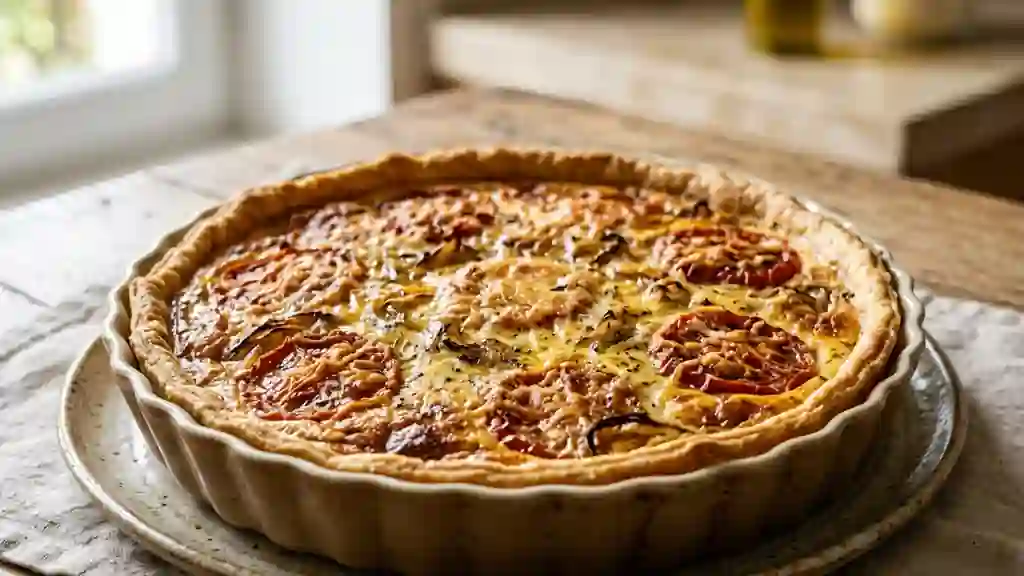 Quiche fondante aux tomates et oignons confits - Photo de présentation
