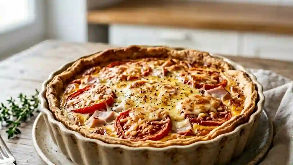Quiche tomate jambon ultra-moelleuse - Photo de présentation