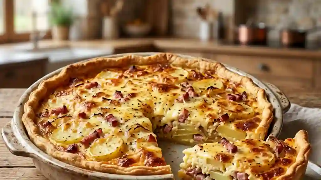 Quiche rustique aux pommes de terre et lardons - Photo de présentation