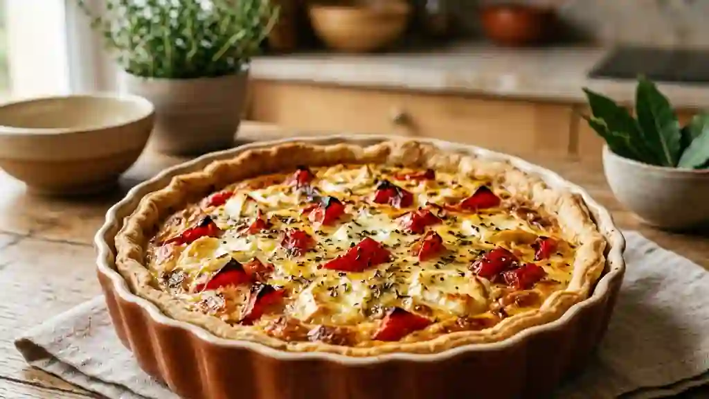 Quiche fondante poivron et chèvre frais - Photo de présentation