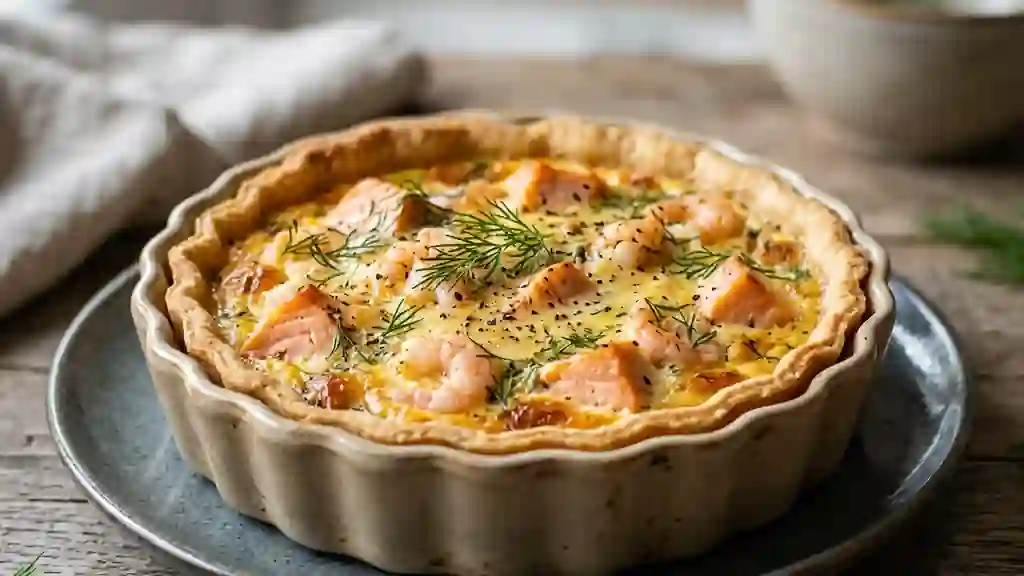Quiche Onctueuse Saumon, Crevettes et Aneth - Photo de présentation
