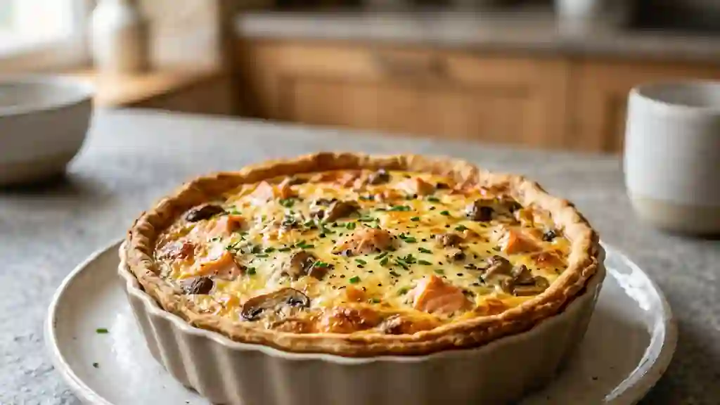 Quiche fondante saumon et champignons - Photo de présentation