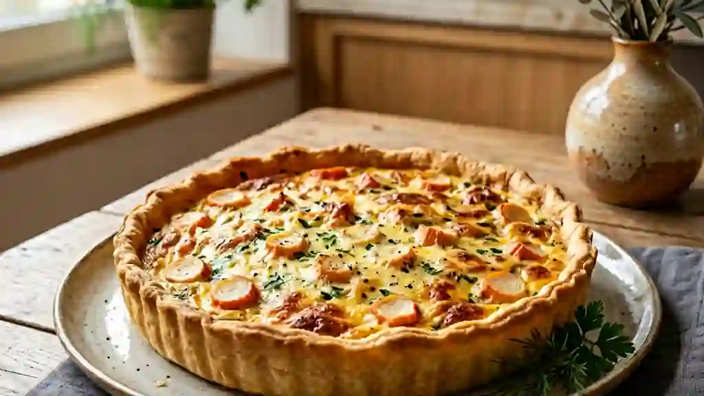Quiche fondante au surimi et fromage râpé - Photo de présentation