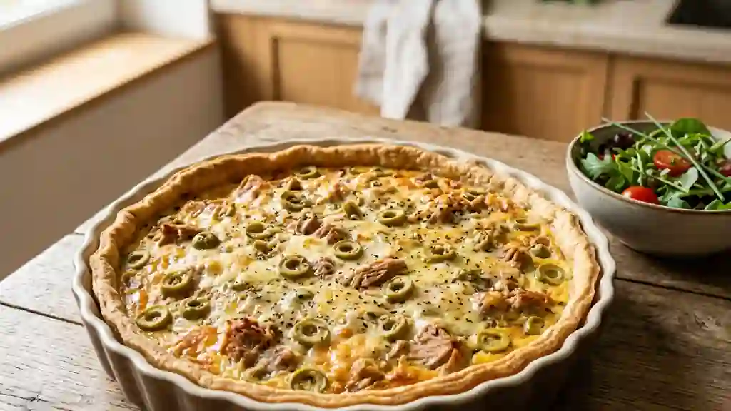 Quiche moelleuse au thon et olives acidulées - Photo de présentation