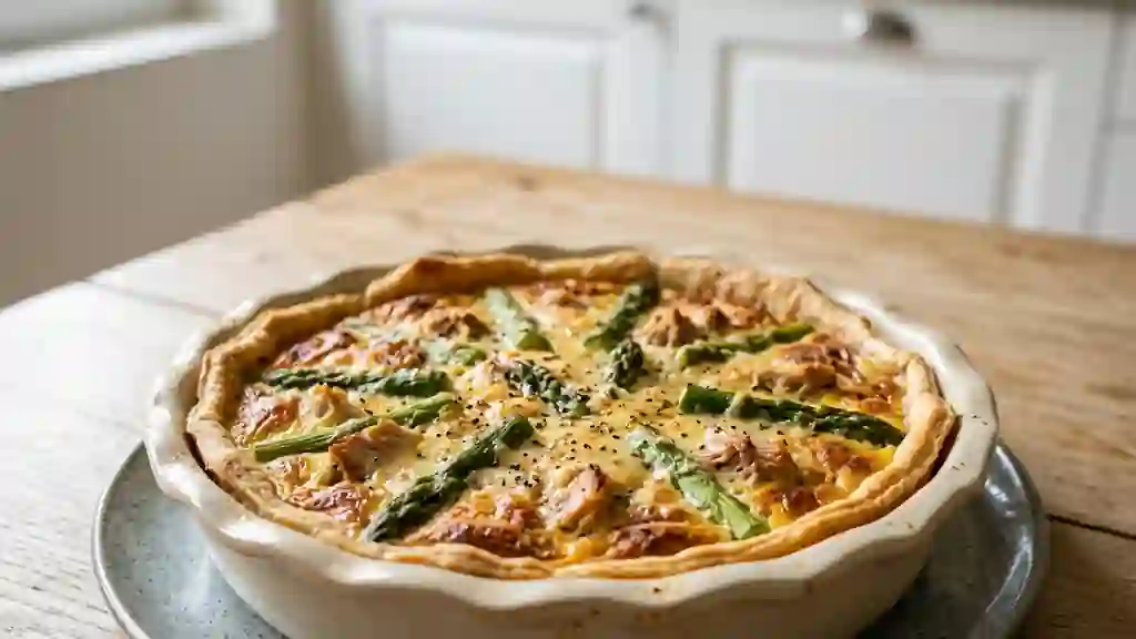Quiche fondante asperges vertes et thon - Photo de présentation
