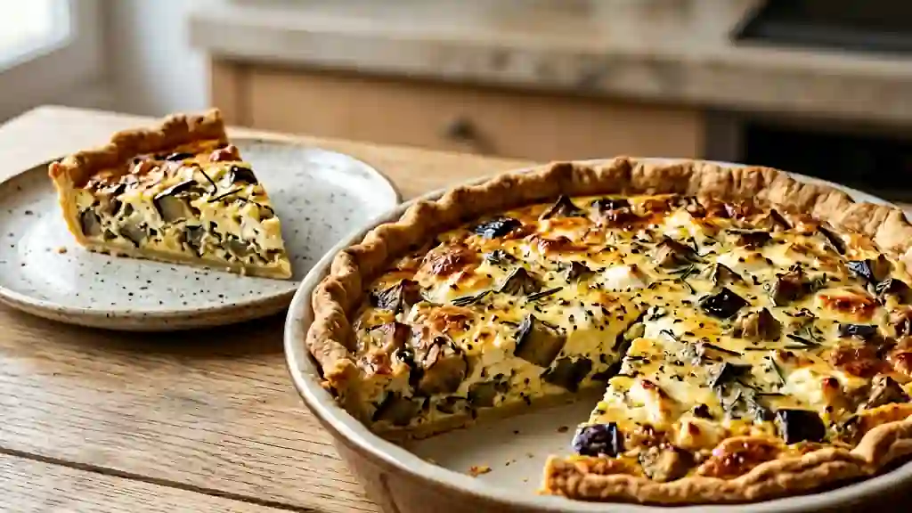 Quiche fondante aubergine et feta grillée - Photo de présentation