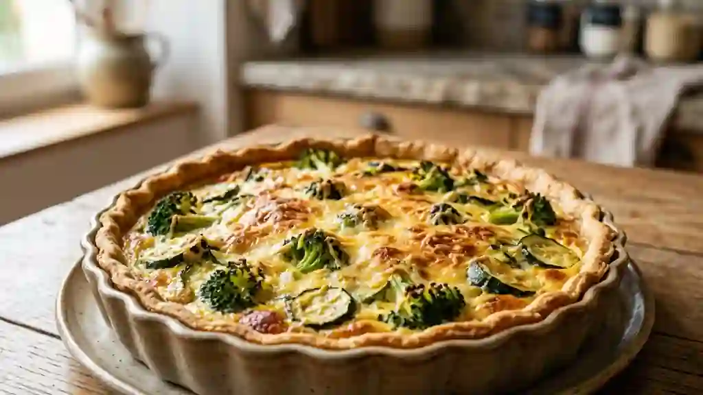 Quiche fondante aux brocolis et courgettes - Photo de présentation