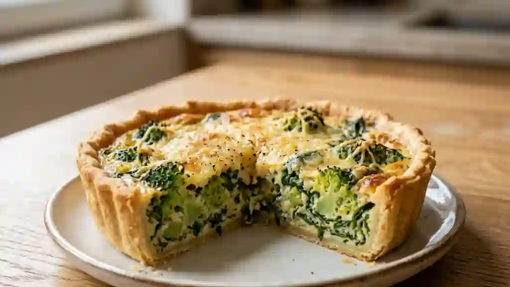 Quiche fondante brocolis et épinards frais - Photo de présentation