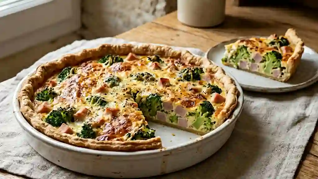 Quiche crémeuse au brocoli et jambon blanc - Photo de présentation
