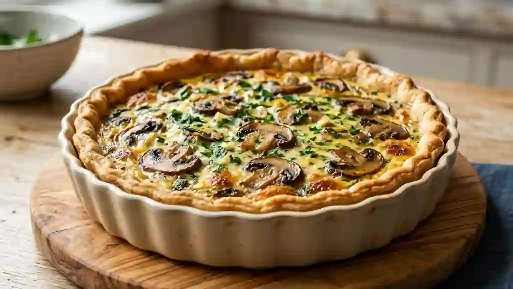 Quiche crémeuse aux champignons et persillade - Photo de présentation