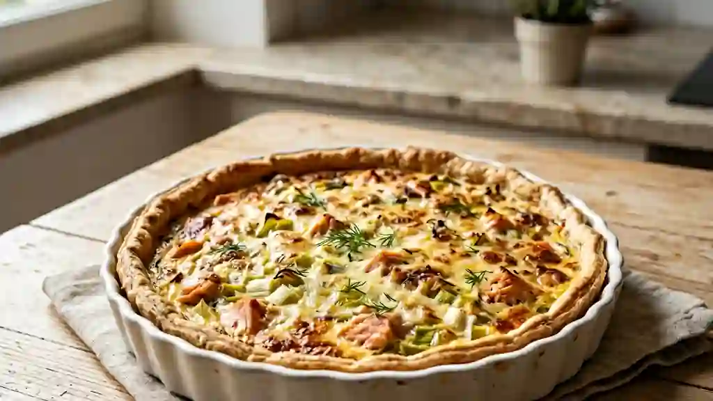 Quiche Fondante Poireaux et Saumon Frais - Photo de présentation