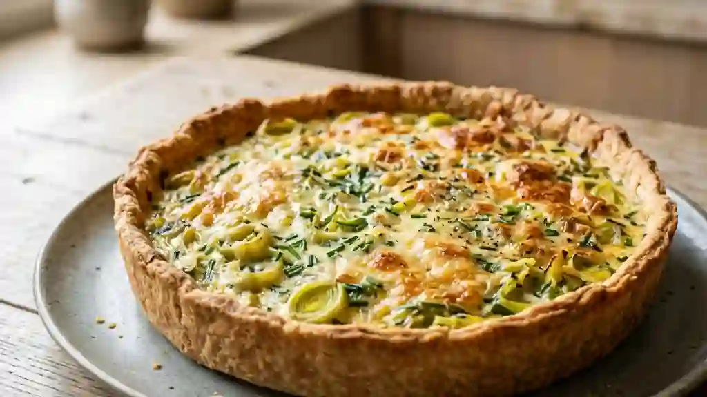 Quiche fondante aux poireaux et ciboulette - Photo de présentation