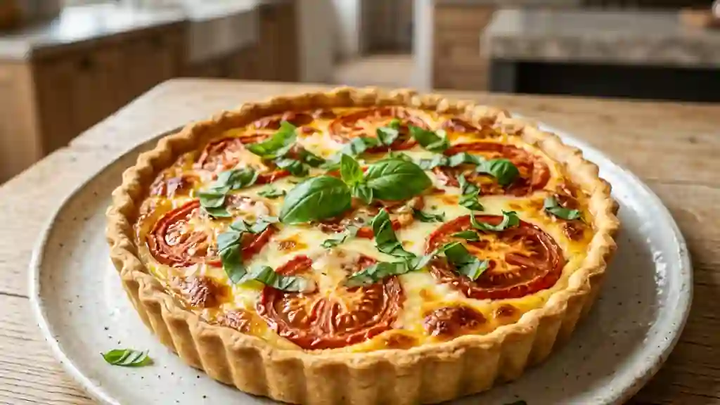 Quiche Tomate Mozza Fondante au Basilic Frais - Photo de présentation