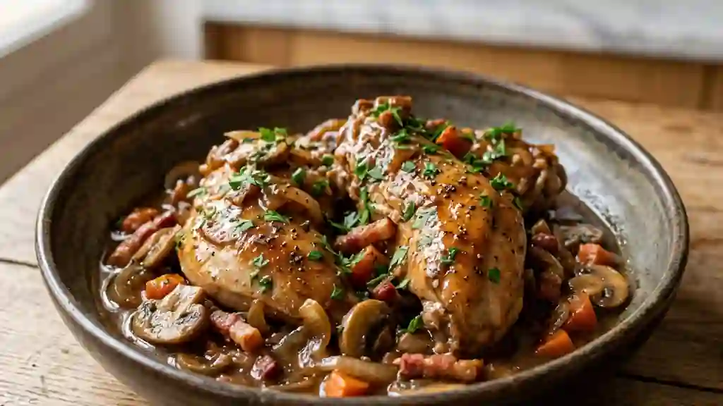 Râbles de lapin fondants au cognac et lardons - Photo de présentation