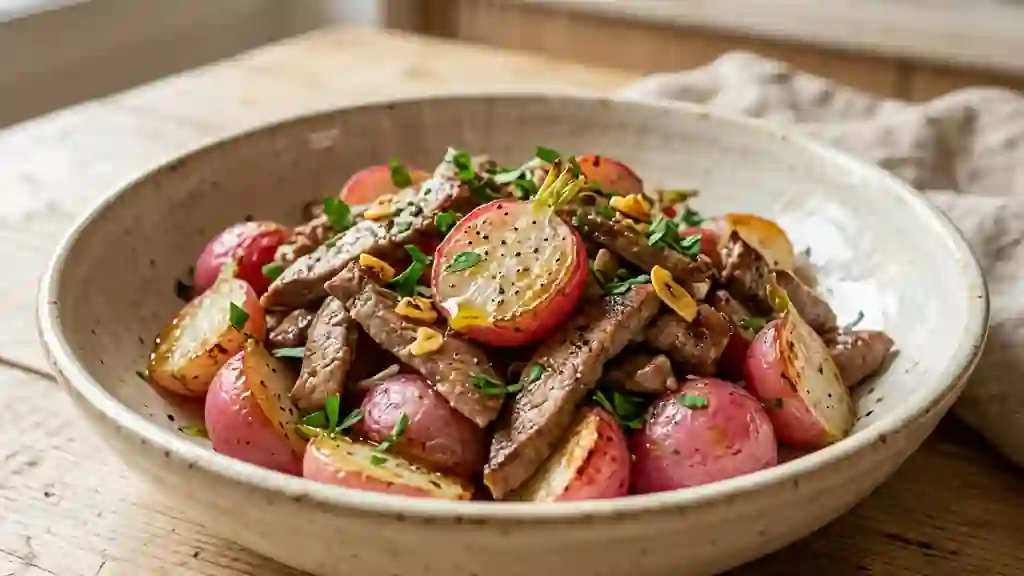 Poêlée de radis croquants au foie salé - Photo de présentation