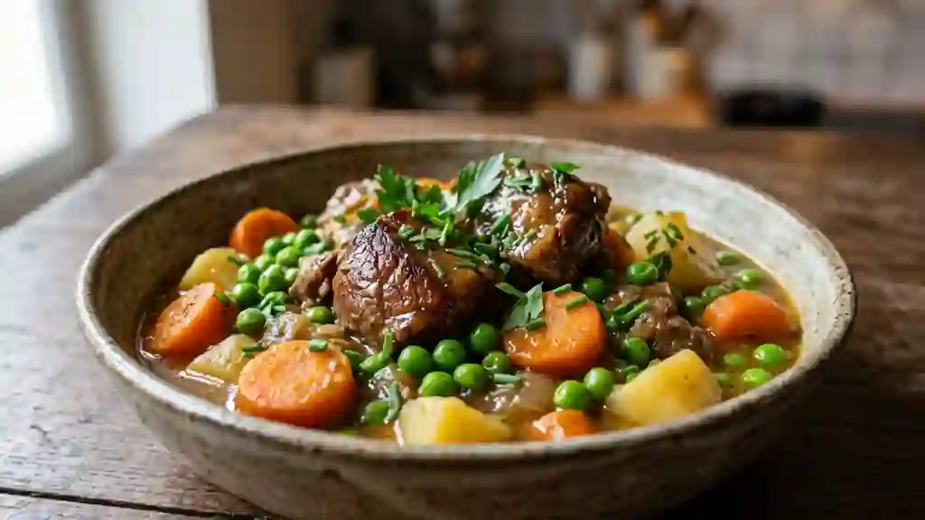 Agneau printanier fondant aux petits légumes - Photo de présentation