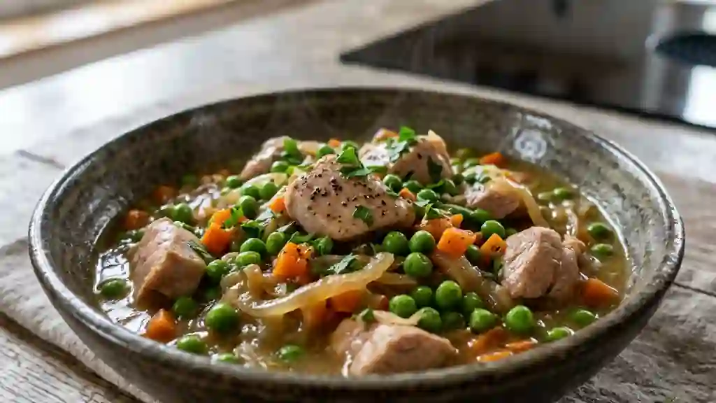 Dinde mijotée minute aux petits pois croquants - Photo de présentation