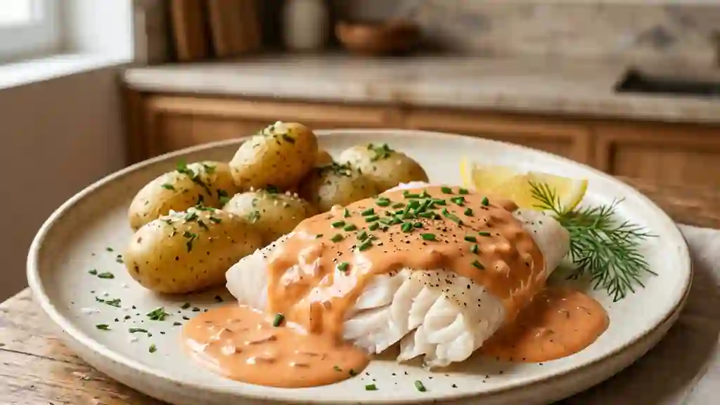 Aile de raie fondante à la sauce rose crémeuse - Photo de présentation