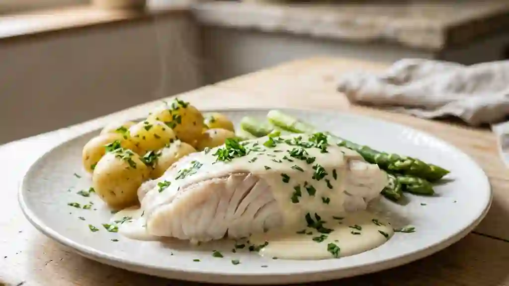 Raie pochée et sa sauce blanche onctueuse - Photo de présentation