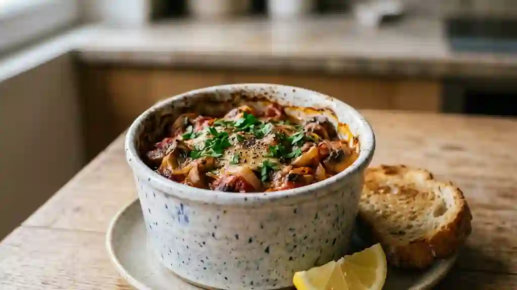 Ramequins de champignons fondants à la grecque - Photo de présentation