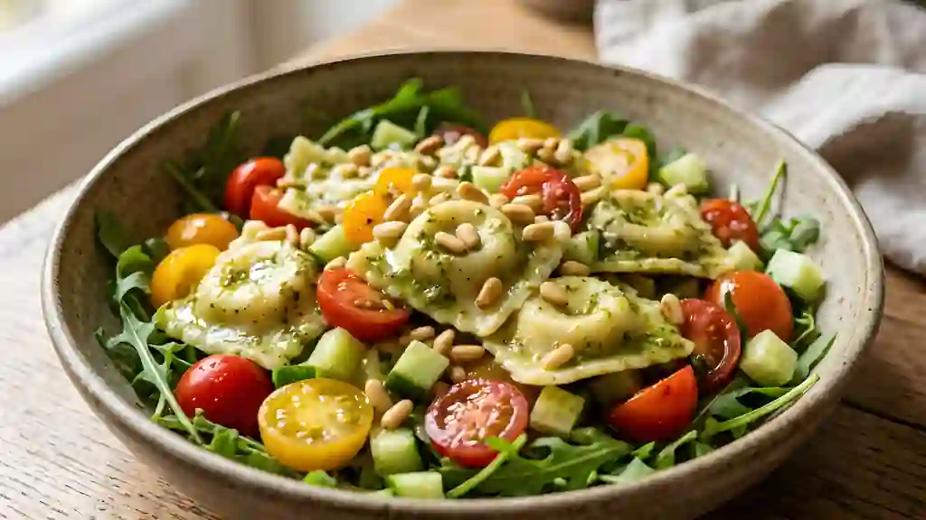 Ravioles fraîches au pesto et aux pignons - Photo de présentation