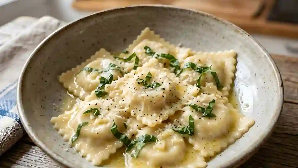 Raviolis fondants au fromage frais et basilic - Photo de présentation