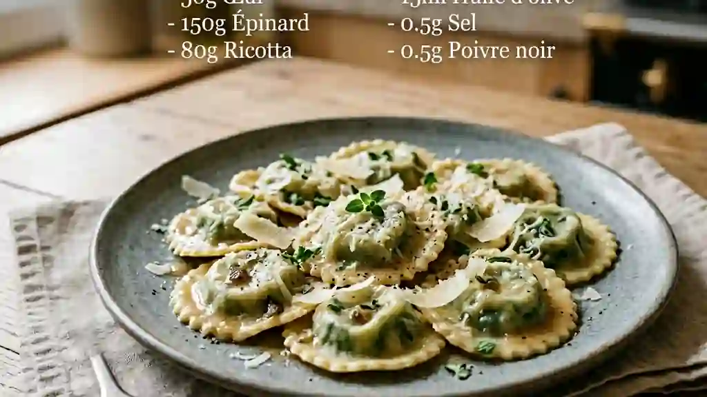 Raviolis soyeux épinards et ricotta crémeuse - Photo de présentation