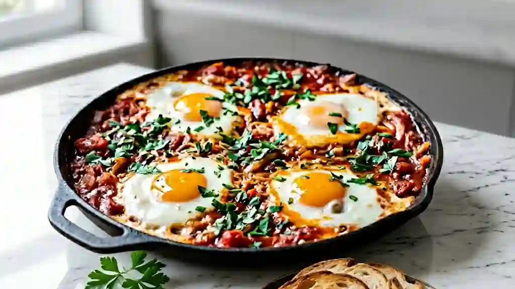 Ojja de Nabeul : œufs fondants et sauce épicée - Photo de présentation