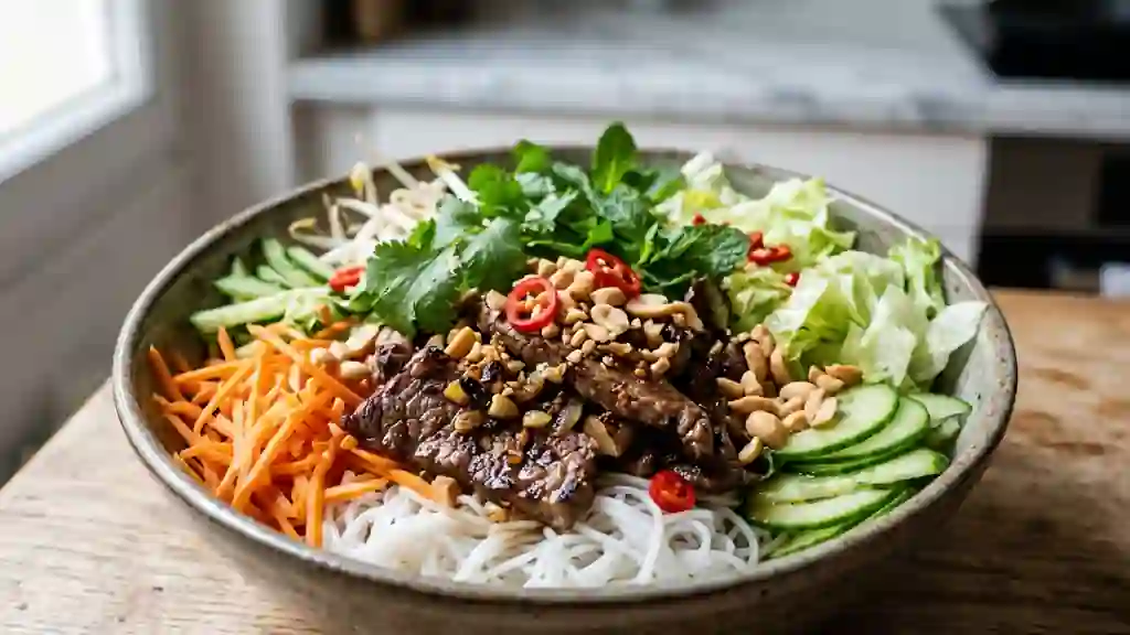 Bo Bun au Bœuf Saisi et Herbes Fraîches - Photo de présentation