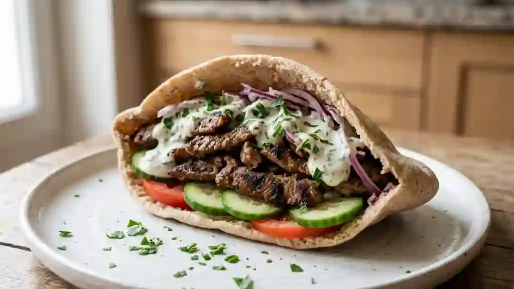Döner Kebab à l'Agneau Épicé et Sauce Blanche - Photo de présentation