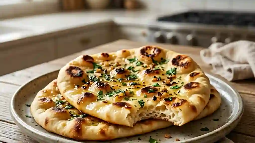 Naans moelleux au beurre d'ail - Photo de présentation