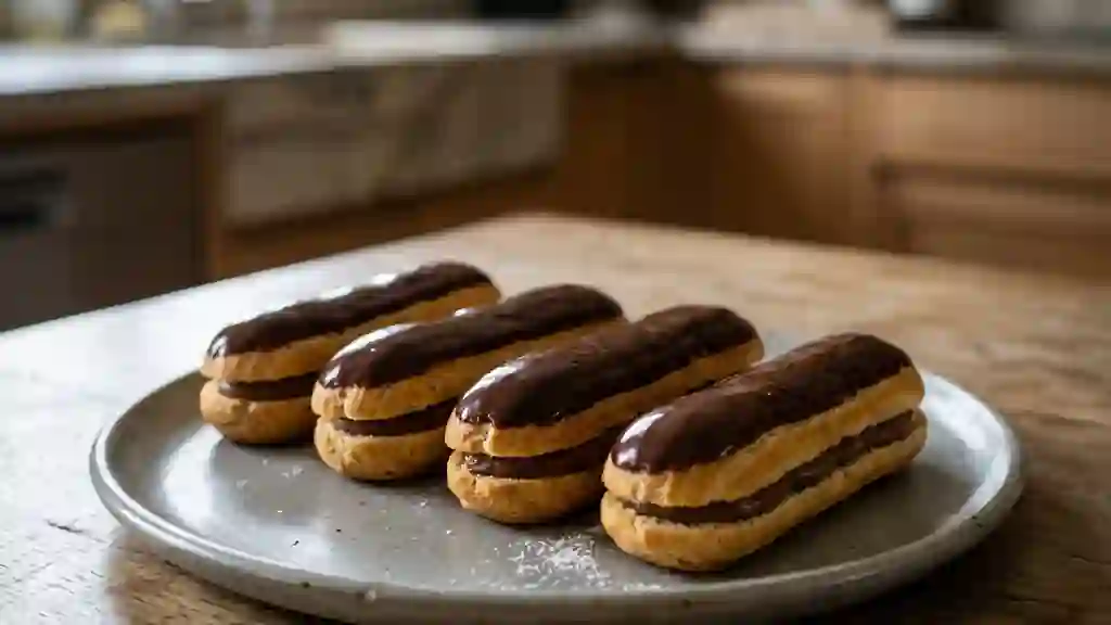 Éclairs au chocolat noir et crème onctueuse - Photo de présentation