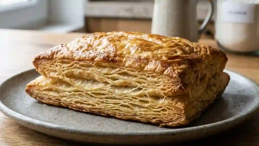 Pâte feuilletée croustillante au beurre - Photo de présentation