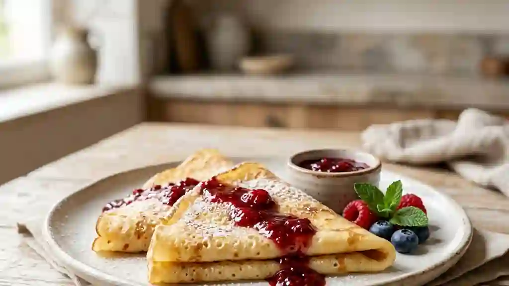 Crêpes à la vanille moelleuses et dorées - Photo de présentation