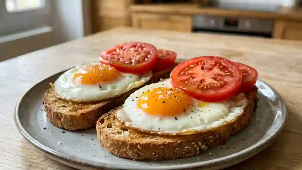 Tartine craquante à l'œuf et tomate - Photo de présentation