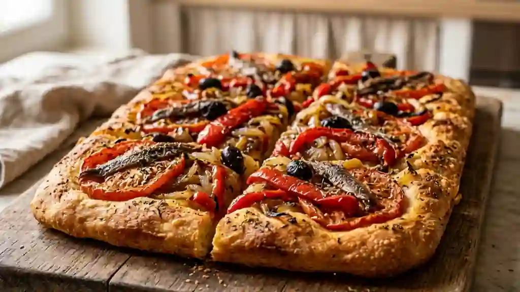 Coca espagnole : pâte fine et légumes confits - Photo de présentation