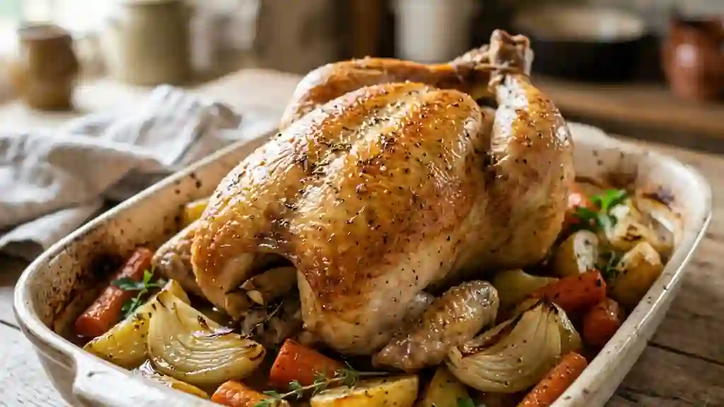 Poulet Faverolles Rôti et Légumes Fondants - Photo de présentation