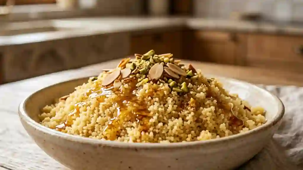 Mermouma : semoule dorée au beurre et miel - Photo de présentation